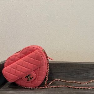 Lambskin authentic Chanel heart bag